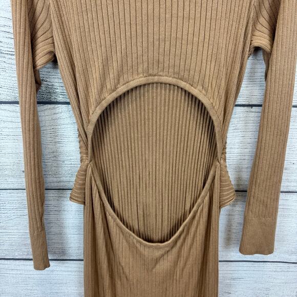 Sofia Jeans By Sofia Vergara Tan Ribbed Cutout Back Column Midi Dress Size XXL - Picture 8 of 9